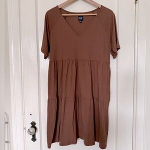 GAP JERSEY 2-TIER DRESS - CINNAMON